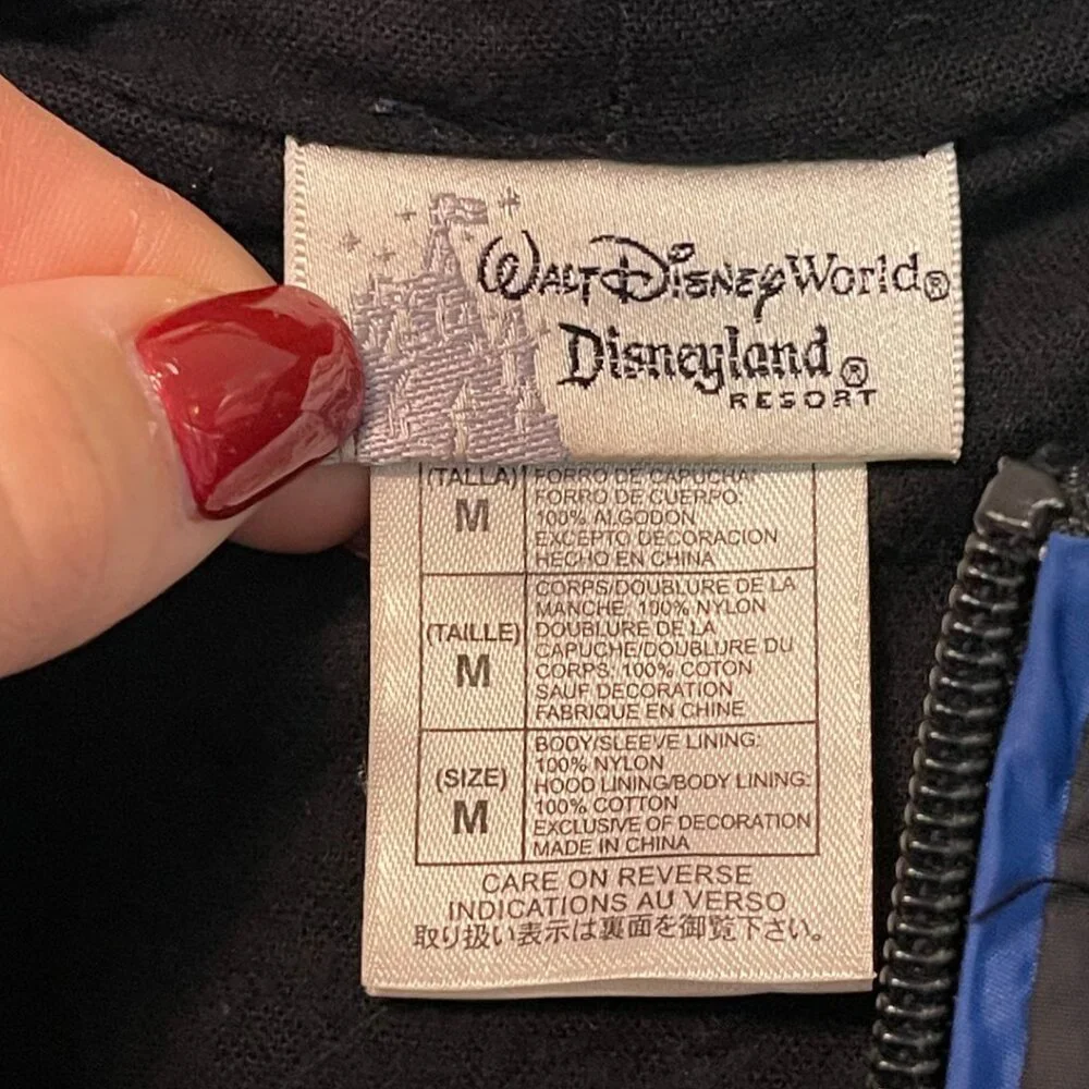 Walt Disney World 1971 Lined Windbreaker Jacket with Hood | Blue Black | Medium